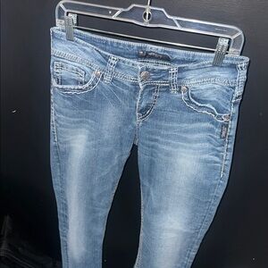low rise y2k silver suki jeans